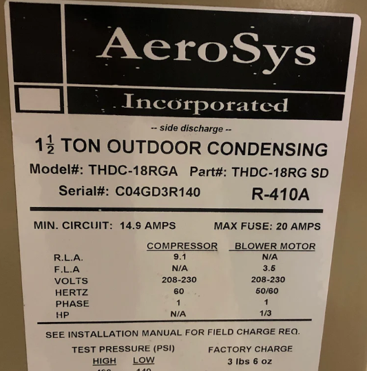 1-1/2 TON THRU-THE-WALL AIR CONDITIONER, 12 SEER 208-230/60/1 R-410A