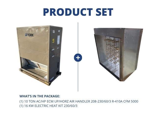 10 Ton AC/HP ECM Upflow/Horizontal Air Handler 208-230/60/3 R-410A CFM 5000 with 16 KW Heat 230/60/3